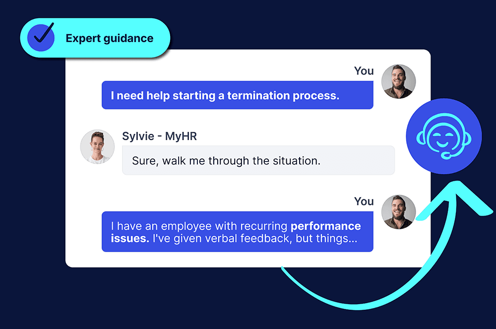 Termination support chat